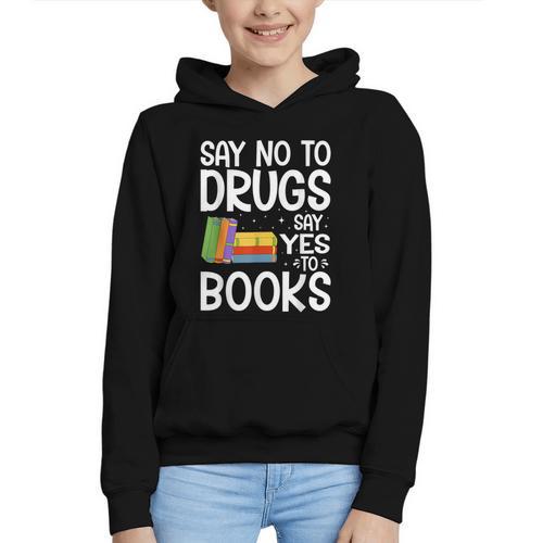 Red Ribbon Week Say No To Drugs Say Yes To Books Drug Free Graphic Youth Hoodie - Bookorys CA