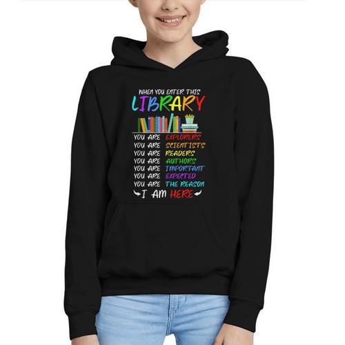 Retro Librarian Book Reader Library Book Reading Graphic Youth Hoodie - Bookorys CA