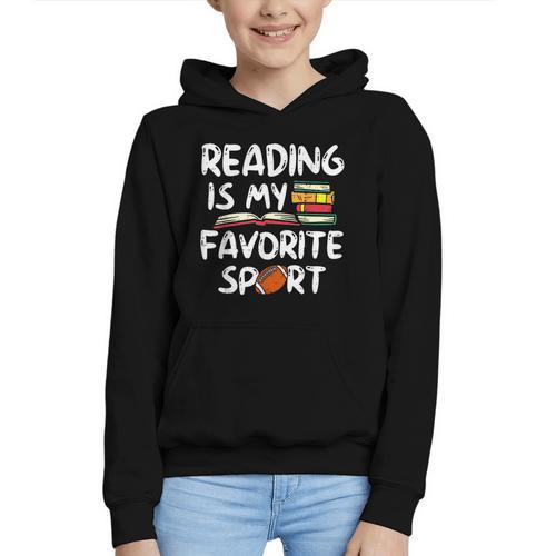 Retro Reading Is My Favorite Sport Football World Book Day Graphic Youth Hoodie - Bookorys AU