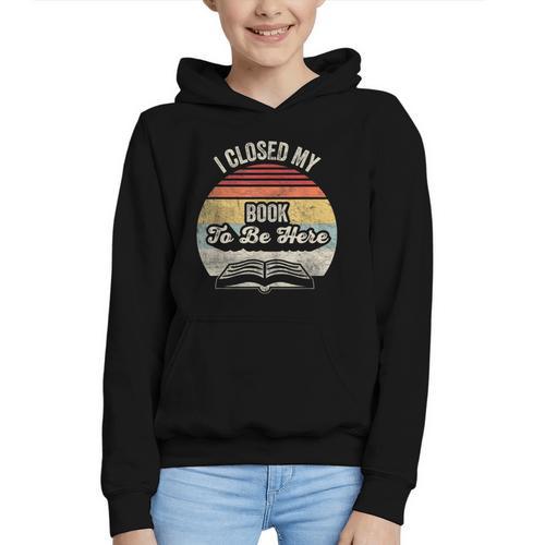 Retro Vintage I Closed My Book To Be Here Reading Teacher Graphic Youth Hoodie - Bookorys
