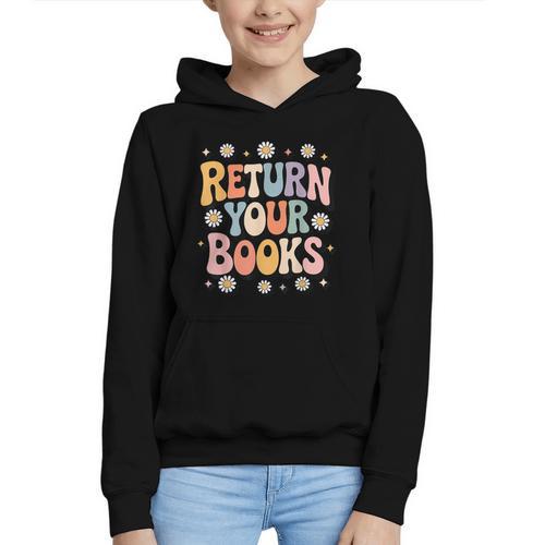 Return Your Books School Librarian Graphic Youth Hoodie - Bookorys