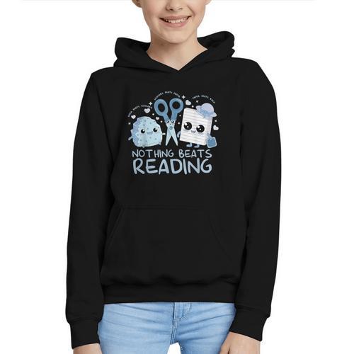 Rock Paper Scissors Nothing Beats Reading Book Lover Graphic Youth Hoodie - Bookorys DE