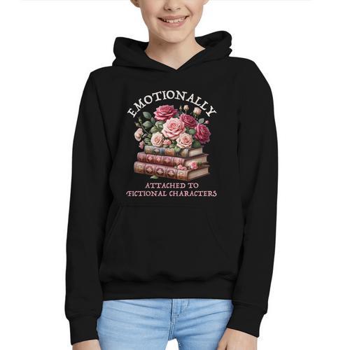 Romance Book Women Emotionally Attached Fictional Characters Graphic Youth Hoodie - Bookorys DE