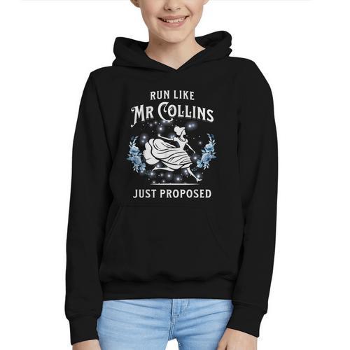 Run Like Mr Collins Just Proposed Books And Running Graphic Youth Hoodie - Bookorys