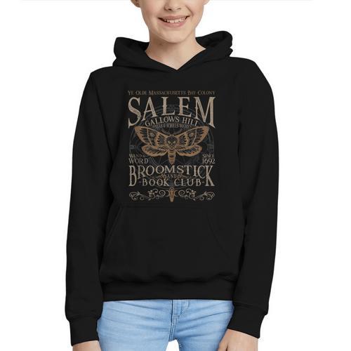 Salem Broomstick Book Club Cottagecore Moth Boho Graphic Youth Hoodie - Bookorys AU