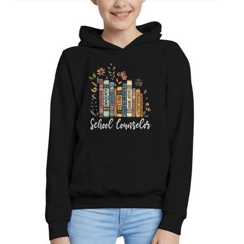 School Counselor Wildflower Books National School Counseling Graphic Youth Hoodie - Bookorys UK