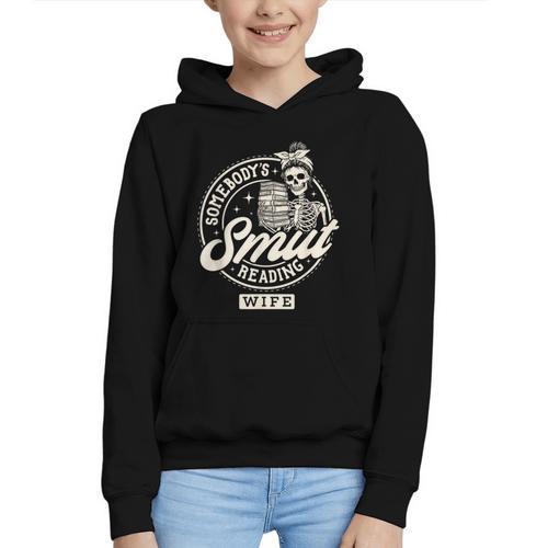 Smut Book Reader Spicy Romance Somebody's Smut Reading Wife Graphic Youth Hoodie - Bookorys