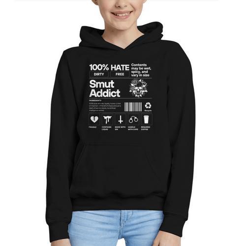 Smutty Book Addict Romance Book Lover Smut Addict Ingredient Graphic Youth Hoodie - Bookorys