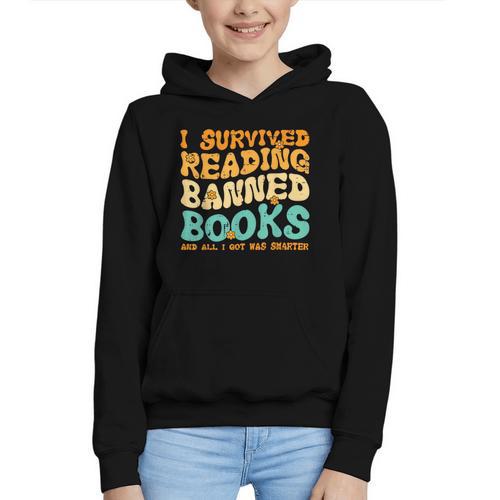 I Survived Reading Banned Books Read Librarian Men Women Graphic Youth Hoodie - Bookorys UK