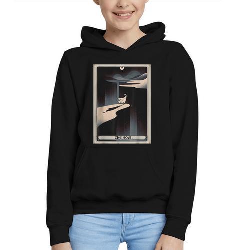 Tarot Cards Guide Book Esoteric Mysticism Clothing The Fool Tarot Card -Adults & Kids Small Short Sleeve Crew Neck Classic Fit Graphic Youth Hoodie - Bookorys
