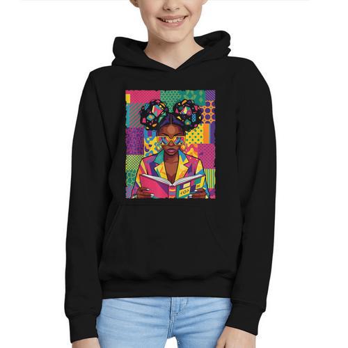 History Month Educated Black Women Girls Reading Book Graphic Youth Hoodie - Bookorys DE