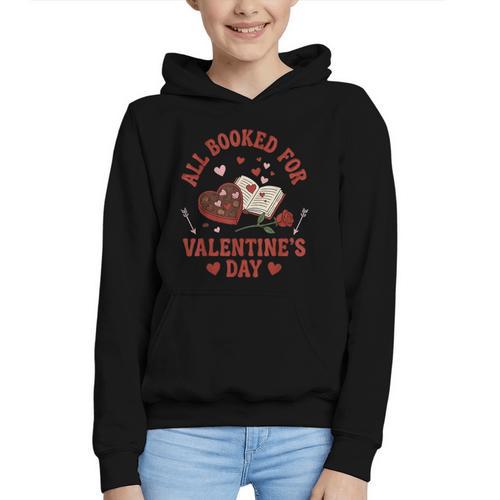 Valentines All Booked For Valentines Book Lover Girl Teacher Graphic Youth Hoodie - Bookorys