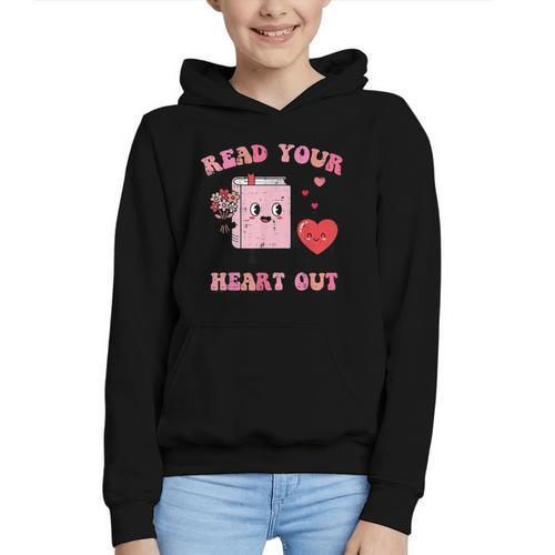 Valentines Day Book Read Your Heart Out Women Men Kids Graphic Youth Hoodie - Bookorys DE