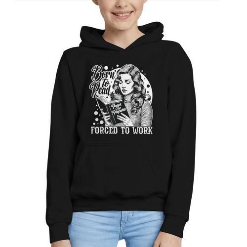 Vintage Reading Born To Read Forced To Work Book Lover Graphic Youth Hoodie - Bookorys
