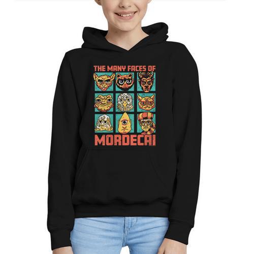 Women's DCC Many Faces Of Mordecai Grid Gamer Series Book Graphic Youth Hoodie - Bookorys AU