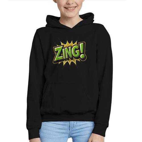 ZING Comic Book Retro Artwork – Cartoon Collector Graphic Youth Hoodie - Bookorys