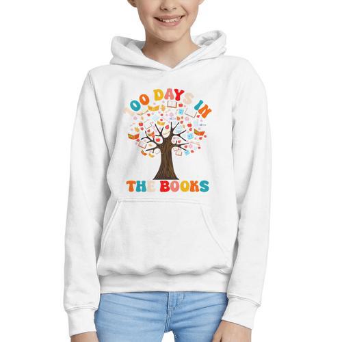 100 Days In The Books Reading Teacher 100th Day Of School Premium Graphic Youth Hoodie - Bookorys CA