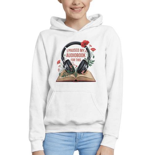 Audiobook Lover Bookish I Paused My Audiobook For This Graphic Youth Hoodie - Bookorys
