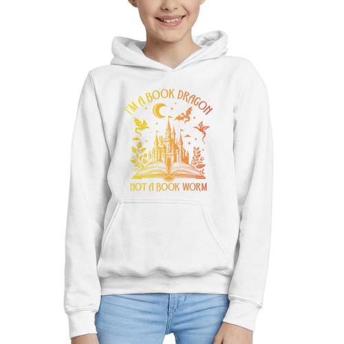 Book Dragon Not Book Worm Premium Graphic Youth Hoodie - Bookorys AU
