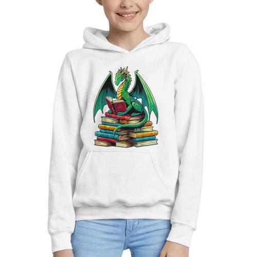 Book Dragon Reading Books Graphic Youth Hoodie - Bookorys