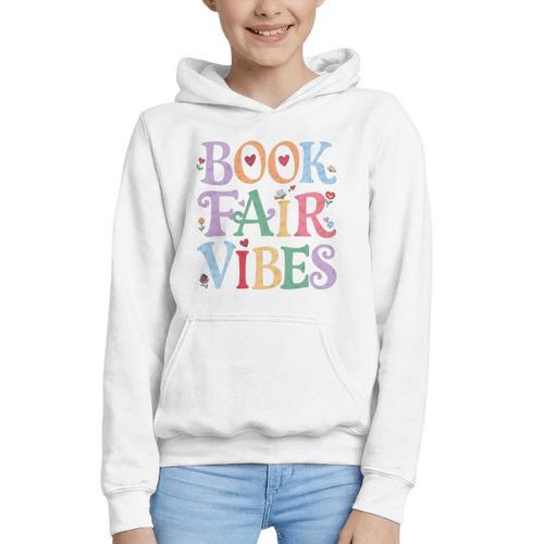 Book Fair Vibes Groovy Retro Reading Graphic Youth Hoodie - Bookorys