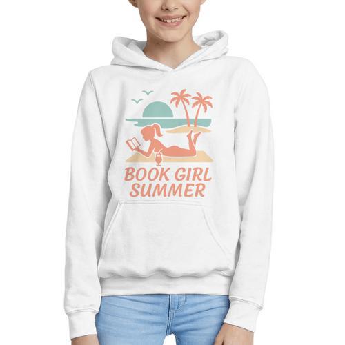 Book Girl Summer Book Reading Retro Sunset Graphic Youth Hoodie - Bookorys CA