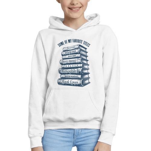 Book Lover Bookish Reader Bibliophile Book Nerd Titles Graphic Youth Hoodie - Bookorys AU
