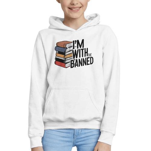 Book Lovers Im With The Banned Books For Reading Librarian Graphic Youth Hoodie - Bookorys