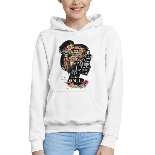 Book Reading Bookworm Book Lover Women Kids Girls Librarian Premium Graphic Youth Hoodie - Bookorys DE