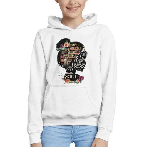 Book Reading Bookworm Book Lover Women Kids Girls Librarian Graphic Youth Hoodie - Bookorys