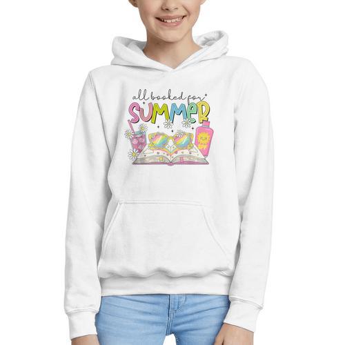 All Booked For Summer Reading Beach Floral Bookish Book Girl Graphic Youth Hoodie - Bookorys AU