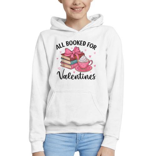 All Booked For Valentine Teacher Valentines Day Book Lover Graphic Youth Hoodie - Bookorys