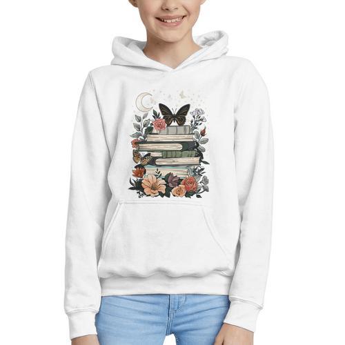 Bookish Cottagecore Aesthetic Celestial Reader Book Lover Graphic Youth Hoodie - Bookorys