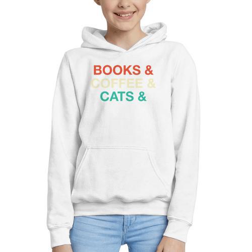 Books Coffee Cats Social Justice Graphic Youth Hoodie - Bookorys AU