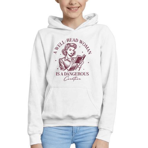 Books A Well-Read Woman Is A Dangerous Creature Women Premium Tri-Blend Graphic Youth Hoodie - Bookorys