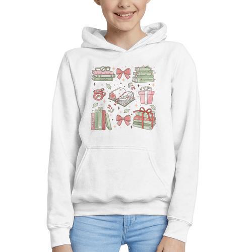 Christmas Book Lover Reading Reader Men Women Kids Xmas Graphic Youth Hoodie - Bookorys AU