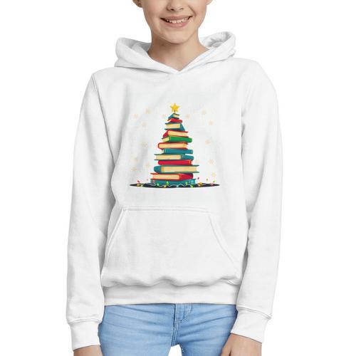 Christmas Tree Of Books Holiday Graphic Youth Hoodie - Bookorys UK