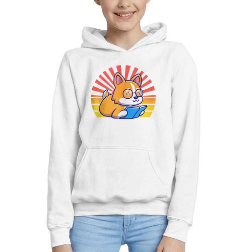 Corgi Dog Reading Book Book Lover Dog Lover Graphic Youth Hoodie - Bookorys AU