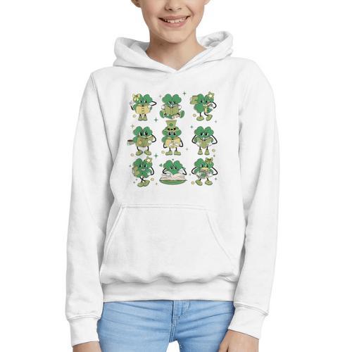 Cute Shamrock Reading Books St Patrick's Day Teacher Reading Graphic Youth Hoodie - Bookorys