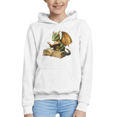 Dragon Bookworm Reading Book Graphic Graphic Youth Hoodie - Bookorys AU