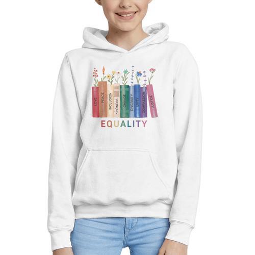 Equality Flower Books Equal Rights Social Justice Feminist Graphic Youth Hoodie - Bookorys DE