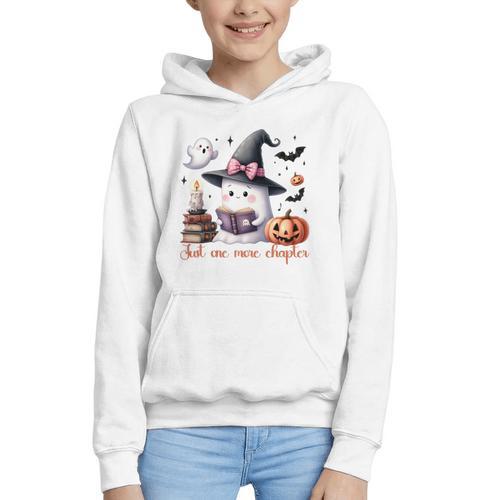 Ghost Reading Book Coquette Bow Halloween Girl Toddler Kid Premium Graphic Youth Hoodie - Bookorys