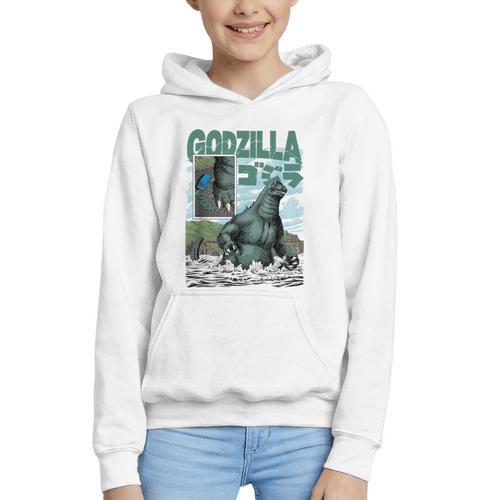 Godzilla Ocean Scene Comic Book Illustration Movie Monster Graphic Youth Hoodie - Bookorys DE