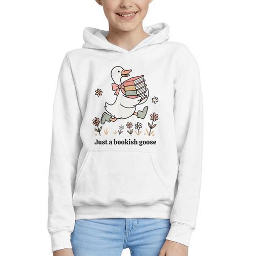 Goose With Books Cute Bookworm Reader Graphic Youth Hoodie - Bookorys AU