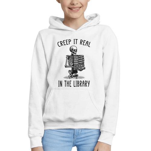 Halloween Skeleton Pun Book Lover Library Joke Graphic Youth Hoodie - Bookorys