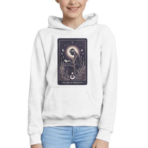 High Priestess Tarot Art Celestial Mystic Book Lover Graphic Youth Hoodie - Bookorys
