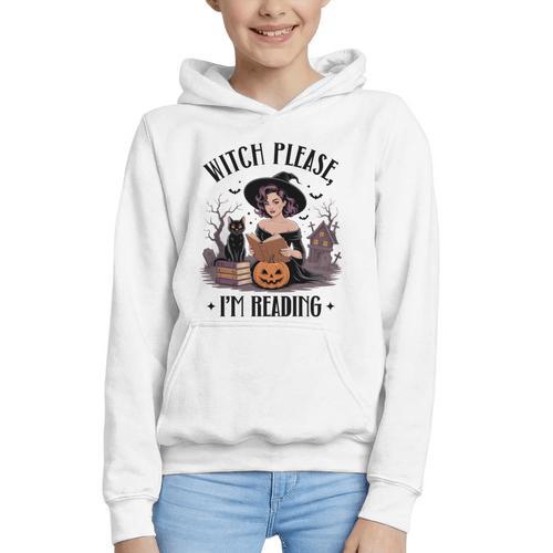 I'm Reading Halloween Witch Book Lover Graphic Youth Hoodie - Bookorys