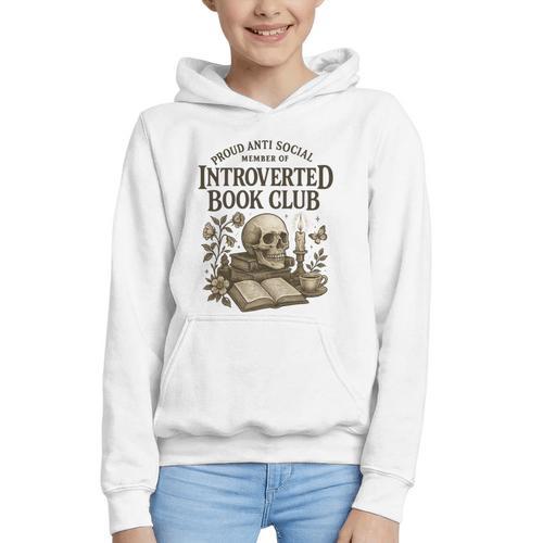 Introverted Book Club Member Anti Social Reader Graphic Youth Hoodie - Bookorys CA