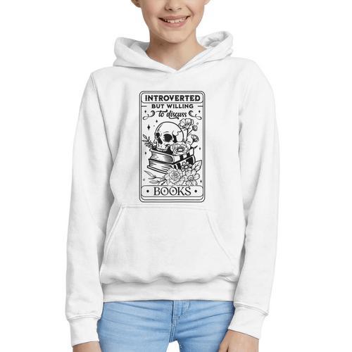 Introverted BUT Willing To Discuss Books Book Lover Graphic Youth Hoodie - Bookorys