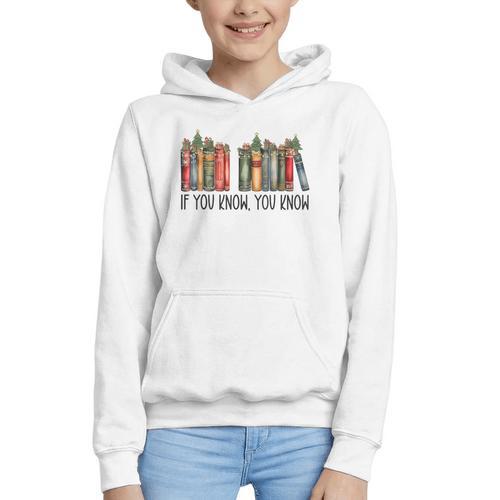 If You Know You Know 6 7 Reading Books Christmas Graphic Youth Hoodie - Bookorys UK